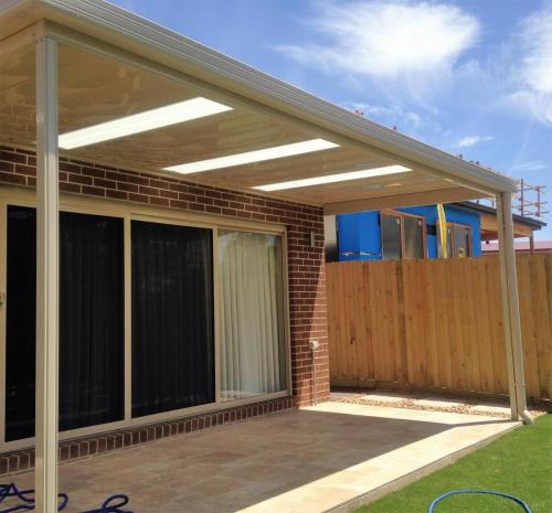 Flat roof with skylights